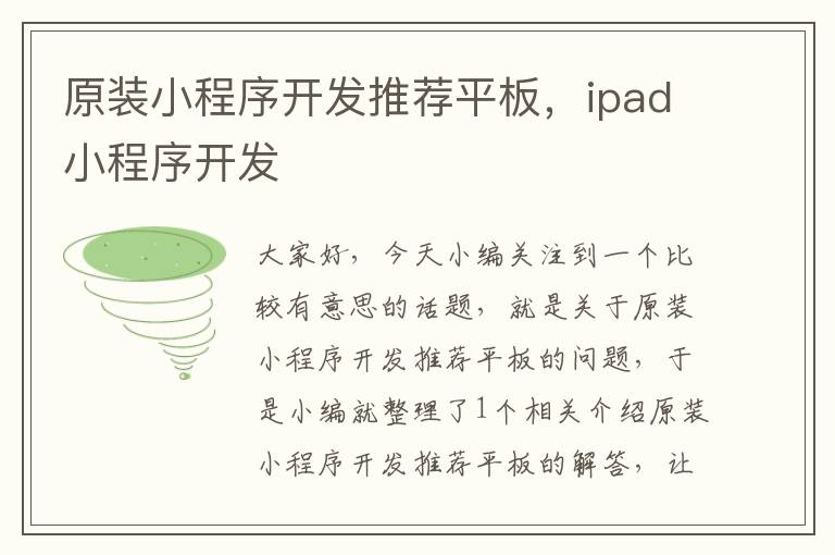 原装小程序开发推荐平板,ipad小程序开发