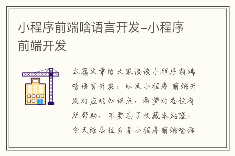 小程序前端啥语言开发-小程序 前端开发