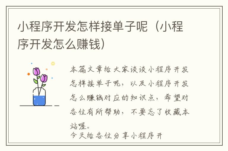 小程序开发怎样接单子呢(小程序开发怎么赚钱)