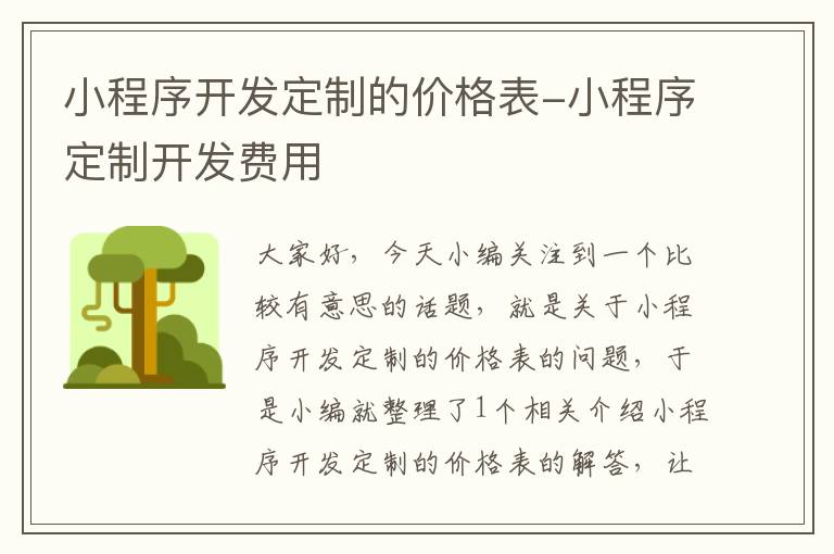 小程序开发定制的价格表-小程序定制开发费用