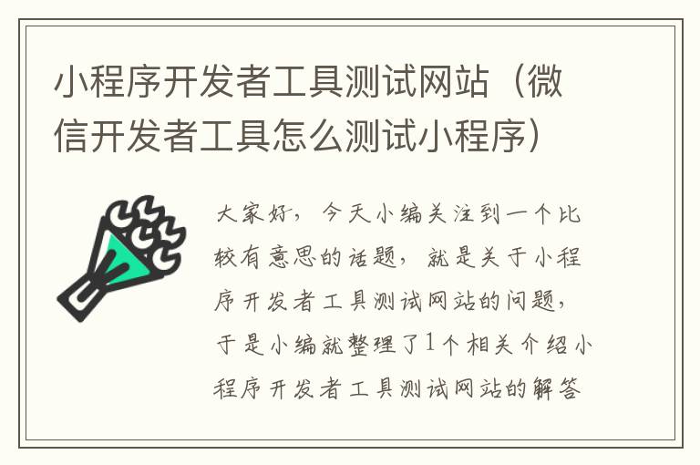小程序开发者工具测试网站(微信开发者工具怎么测试小程序)