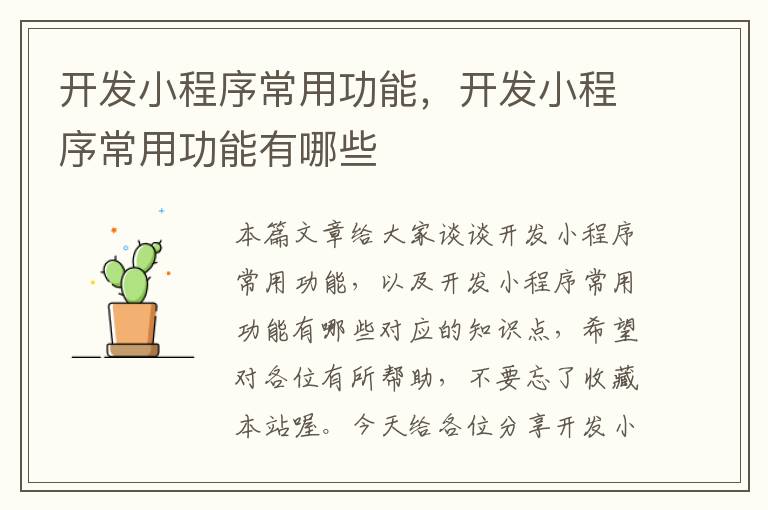 开发小程序常用功能,开发小程序常用功能有哪些
