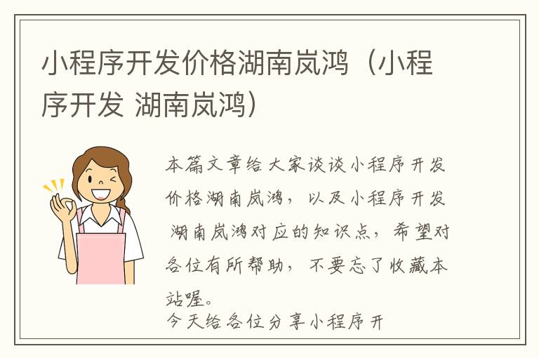 小程序开发价格湖南岚鸿（小程序开发 湖南岚鸿）