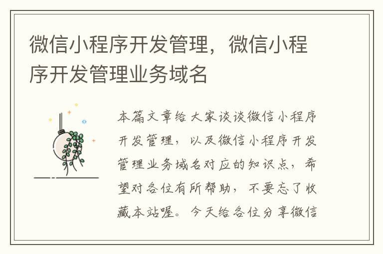 微信小程序开发管理,微信小程序开发管理业务域名