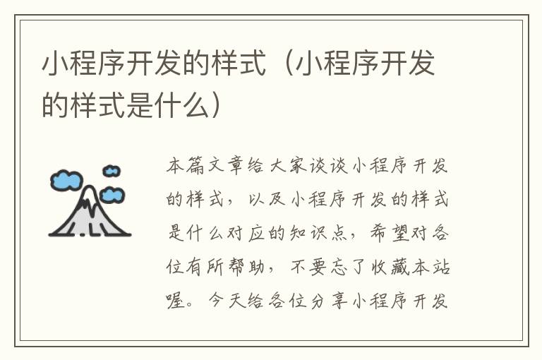 小程序开发的样式(小程序开发的样式是什么)