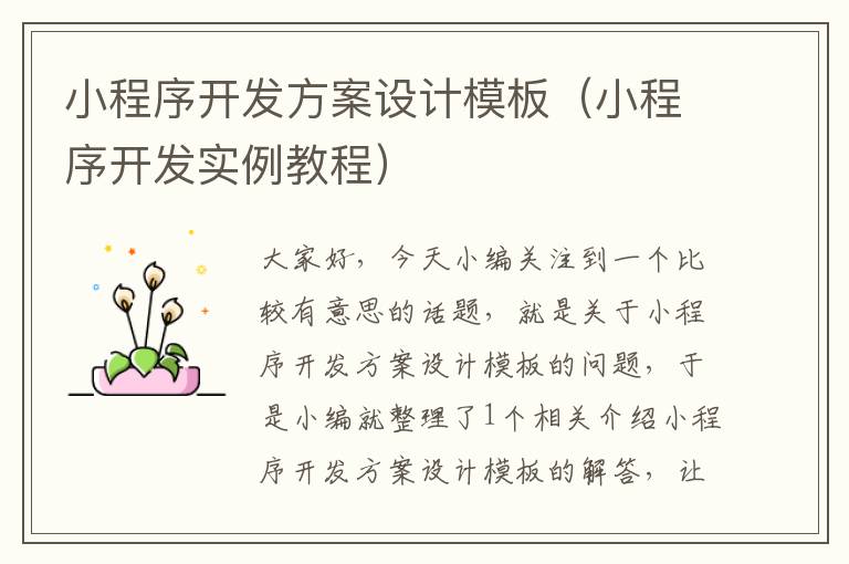 小程序开发方案设计模板(小程序开发实例教程)
