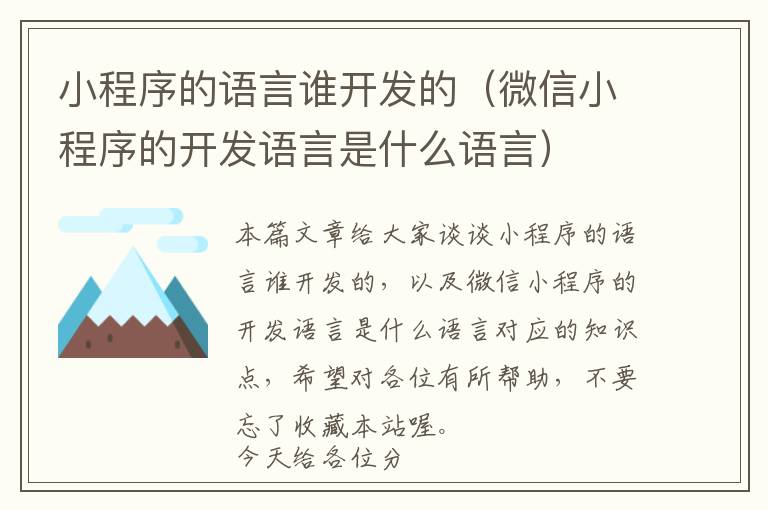 小程序的语言谁开发的(微信小程序的开发语言是什么语言)