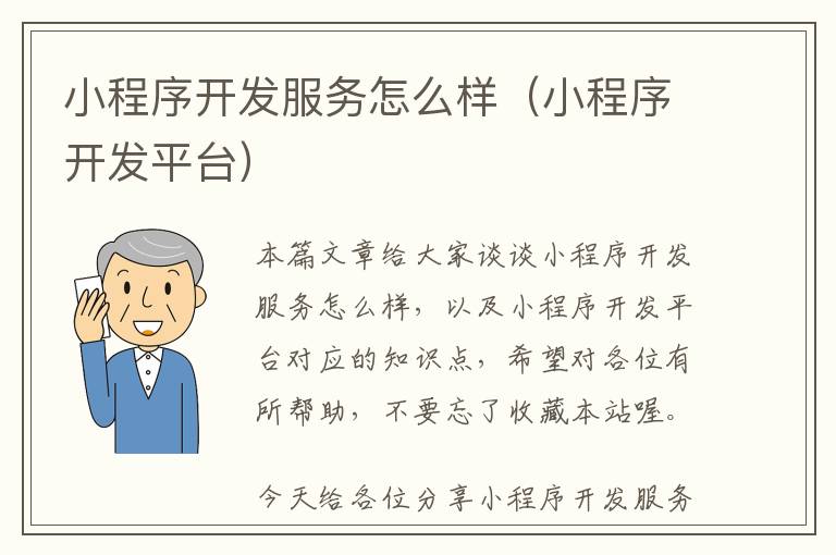 小程序开发服务怎么样(小程序开发平台)