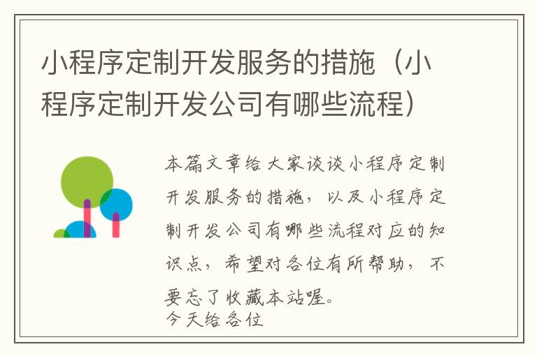 小程序定制开发服务的措施(小程序定制开发公司有哪些流程)