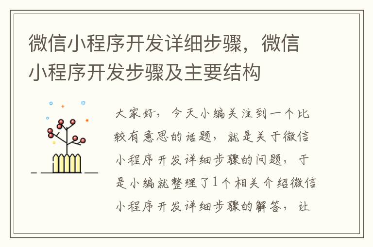 微信小程序开发详细步骤,微信小程序开发步骤及主要结构