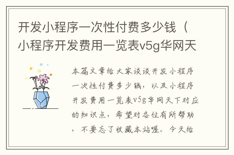 开发小程序一次性付费多少钱(小程序开发费用一览表v5g华网天下)