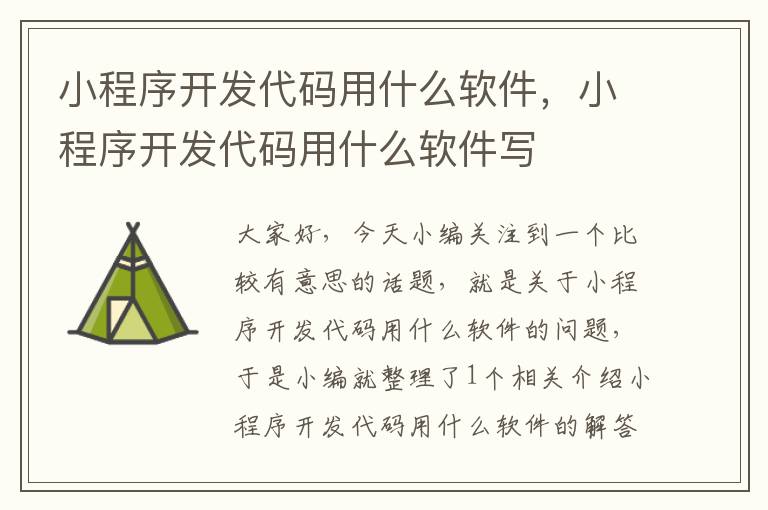 小程序开发代码用什么软件,小程序开发代码用什么软件写