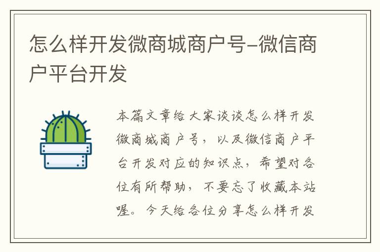 怎么样开发微商城商户号-微信商户平台开发