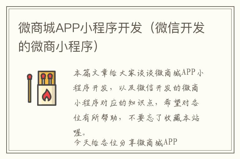 微商城APP小程序开发(微信开发的微商小程序)