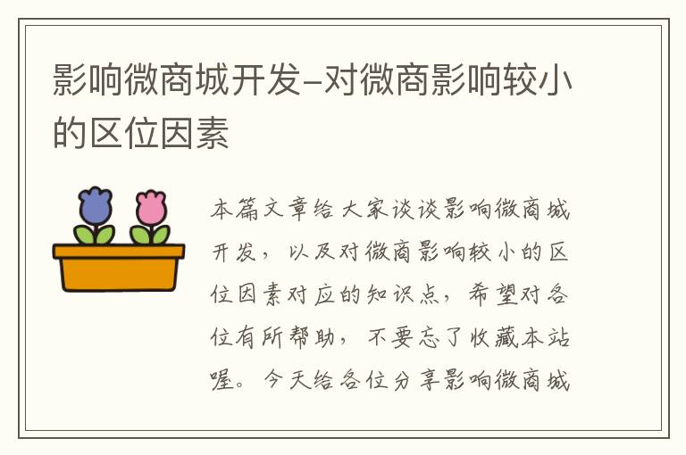 影响微商城开发-对微商影响较小的区位因素