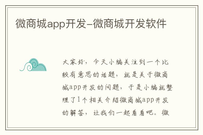 微商城app开发-微商城开发软件