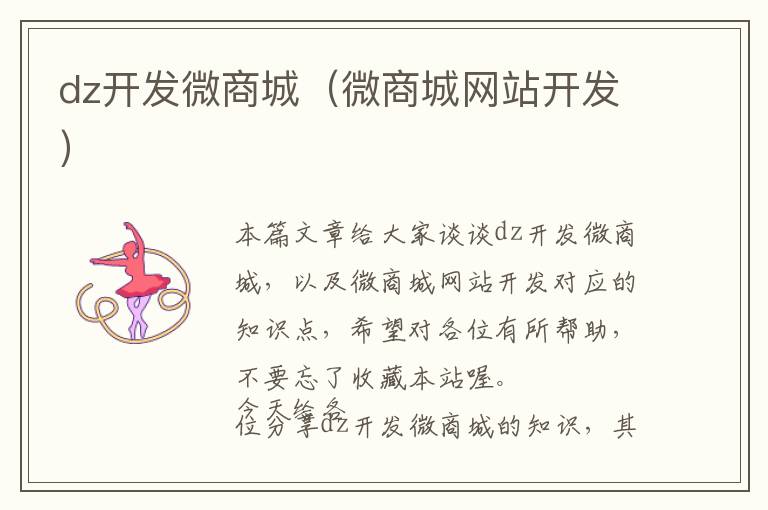 dz开发微商城(微商城网站开发)
