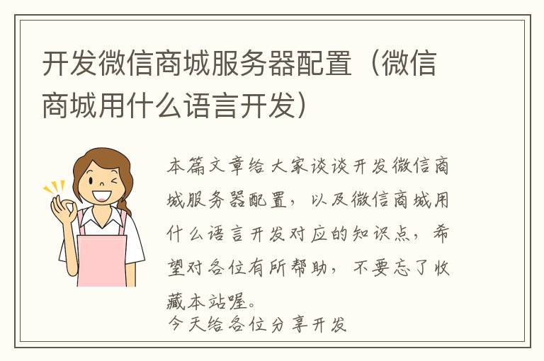 开发微信商城服务器配置(微信商城用什么语言开发)