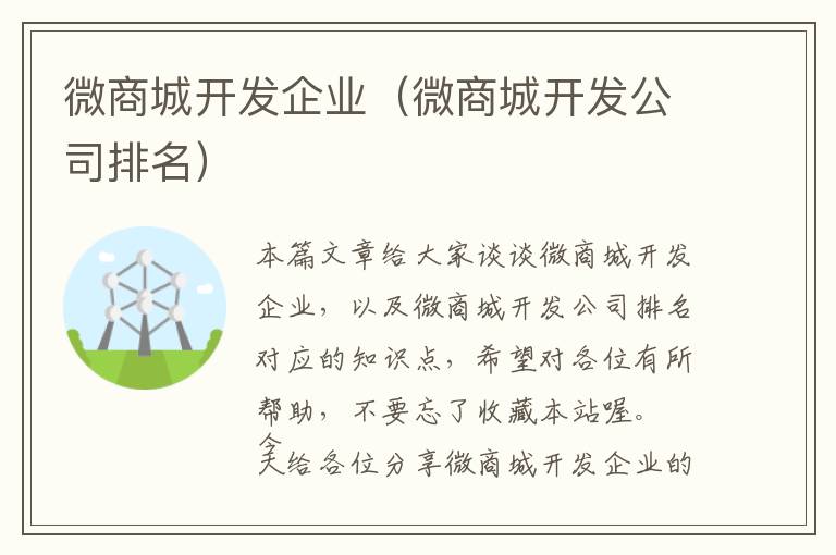 微商城开发企业(微商城开发公司排名)