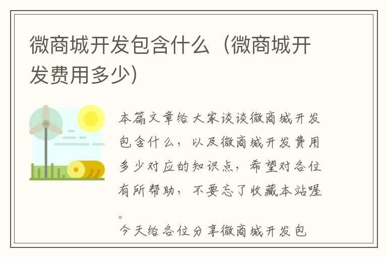 微商城开发包含什么(微商城开发费用多少)