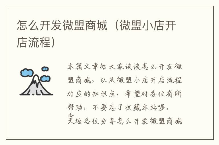 怎么开发微盟商城(微盟小店开店流程)