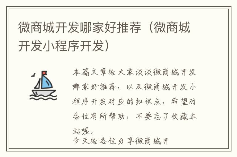 微商城开发哪家好推荐(微商城开发小程序开发)