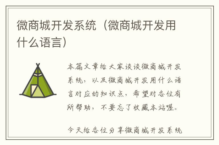 微商城开发系统(微商城开发用什么语言)