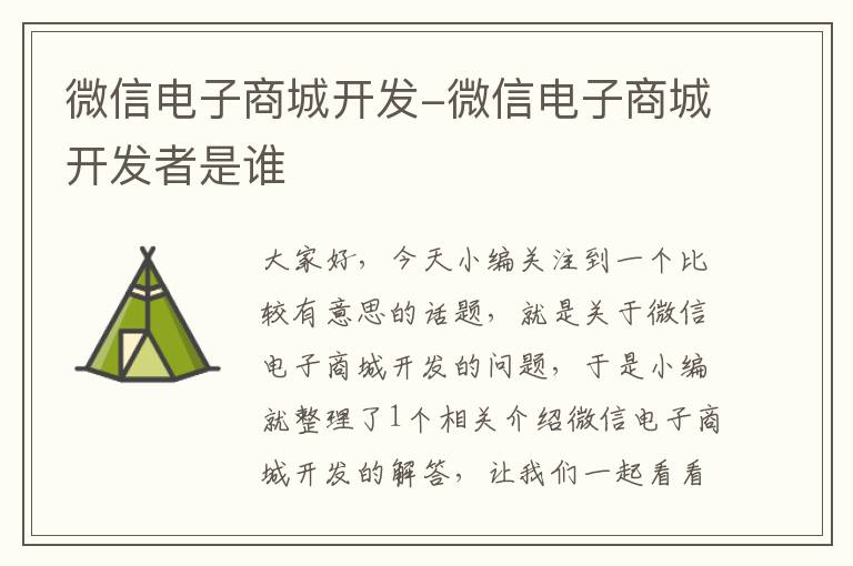 微信电子商城开发-微信电子商城开发者是谁