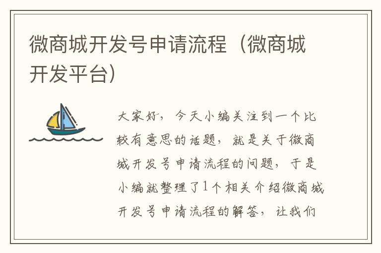 微商城开发号申请流程(微商城开发平台)
