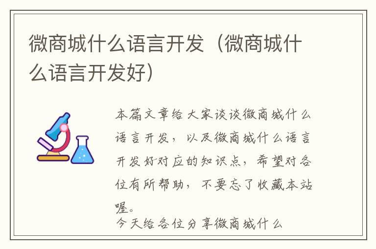 微商城什么语言开发(微商城什么语言开发好)