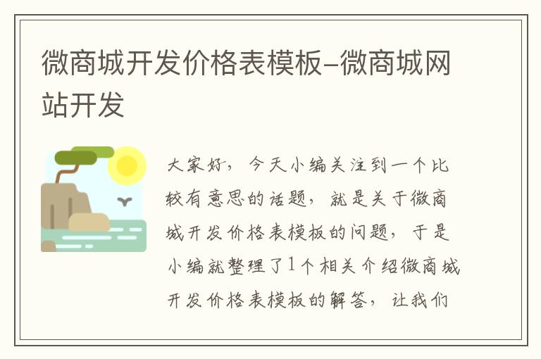 微商城开发价格表模板-微商城网站开发