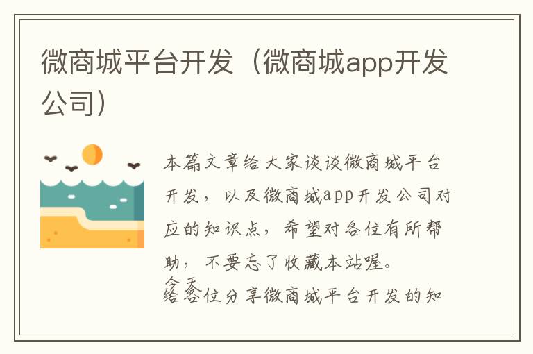 微商城平台开发(微商城app开发公司)