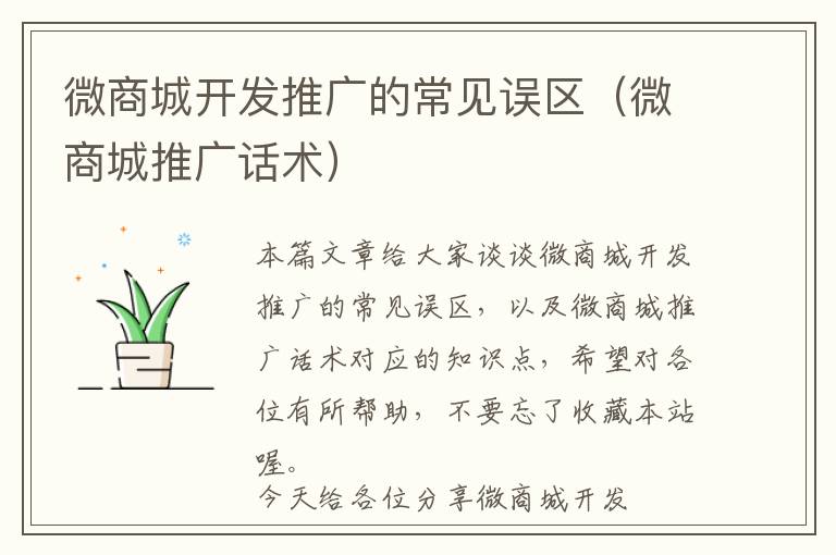 微商城开发推广的常见误区(微商城推广话术)
