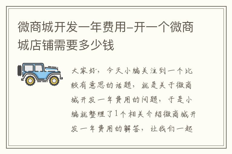 微商城开发一年费用-开一个微商城店铺需要多少钱