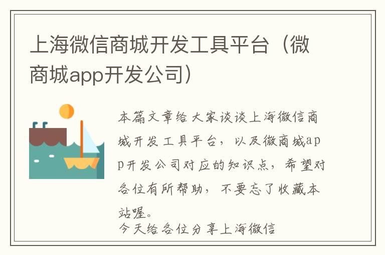 上海微信商城开发工具平台(微商城app开发公司)