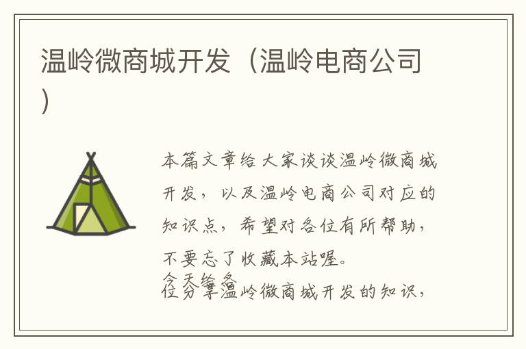 温岭微商城开发(温岭电商公司)