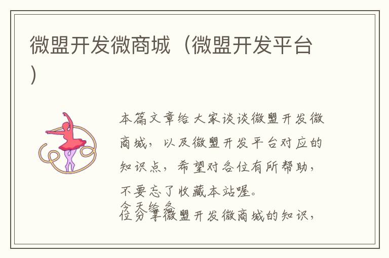 微盟开发微商城(微盟开发平台)