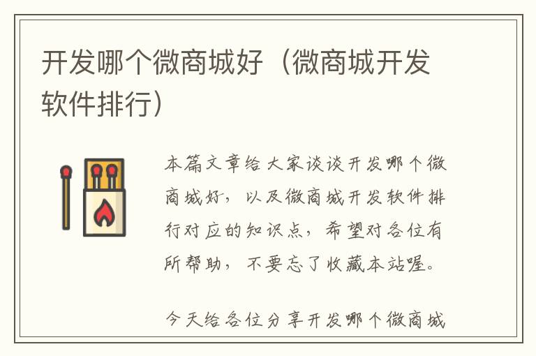 开发哪个微商城好(微商城开发软件排行)