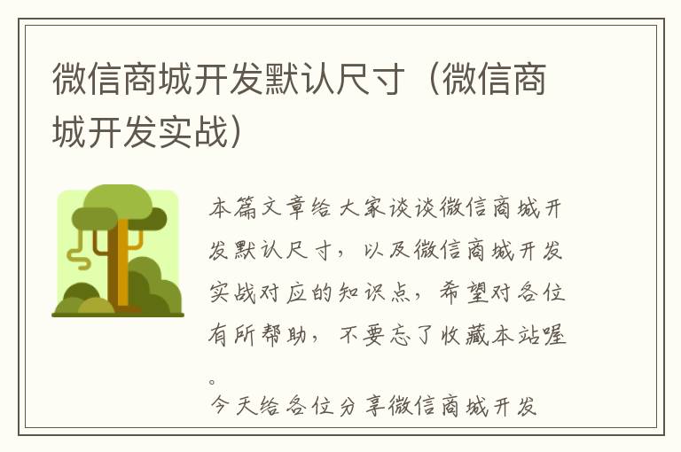 微信商城开发默认尺寸(微信商城开发实战)