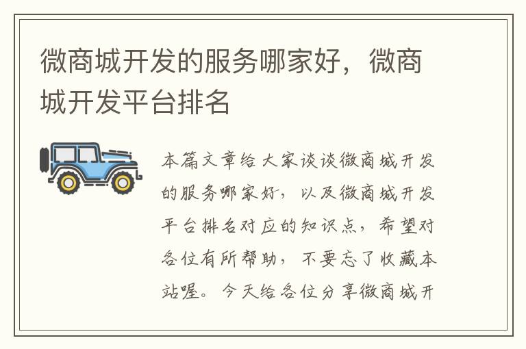 微商城开发的服务哪家好,微商城开发平台排名