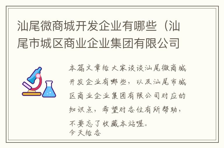 汕尾微商城开发企业有哪些(汕尾市城区商业企业集团有限公司)