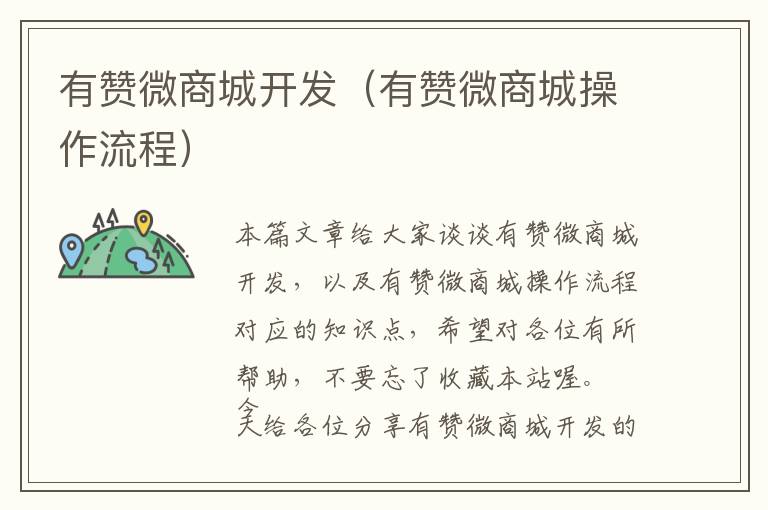 有赞微商城开发(有赞微商城操作流程)