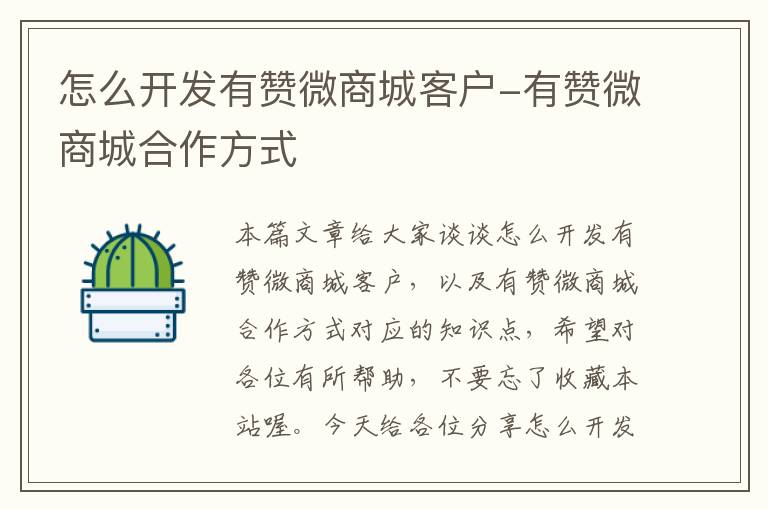 怎么开发有赞微商城客户-有赞微商城合作方式