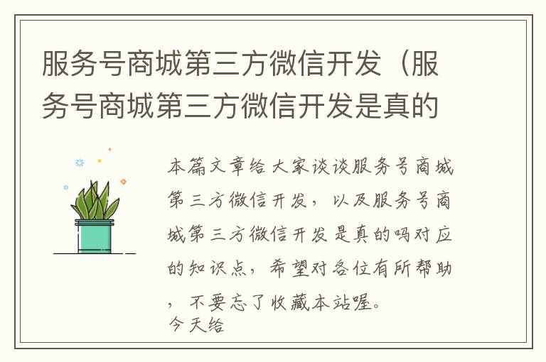 服务号商城第三方微信开发(服务号商城第三方微信开发是真的吗)