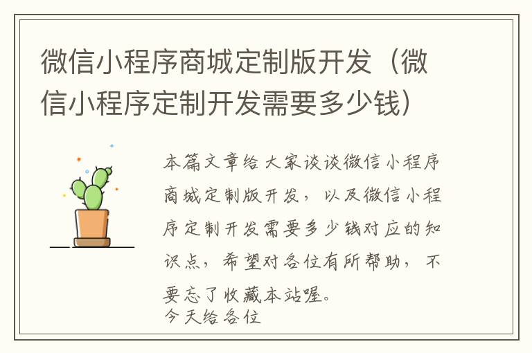 微信小程序商城定制版开发(微信小程序定制开发需要多少钱)