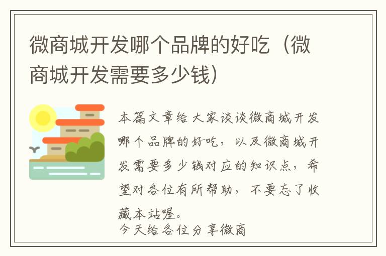 微商城开发哪个品牌的好吃(微商城开发需要多少钱)