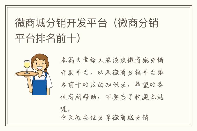 微商城分销开发平台(微商分销平台排名前十)