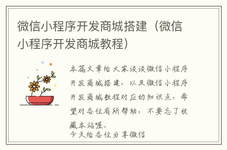 微信小程序开发商城搭建(微信小程序开发商城教程)