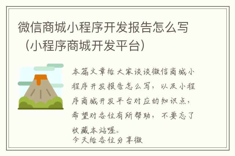 微信商城小程序开发报告怎么写(小程序商城开发平台)