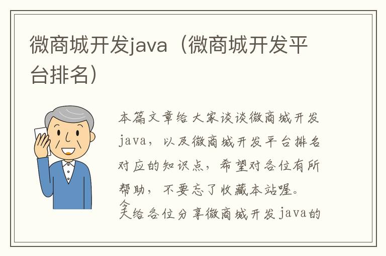 微商城开发java(微商城开发平台排名)